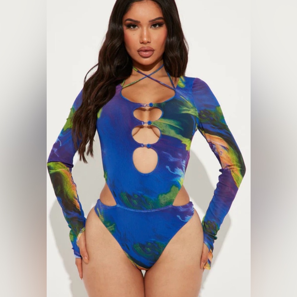 Fashion Nova Multicolor Cutout Bodysuit